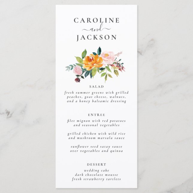 Fall Flowers Wedding Menu (Front)