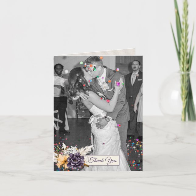 Fall Flowers Wedding Photo Thank You (Front)