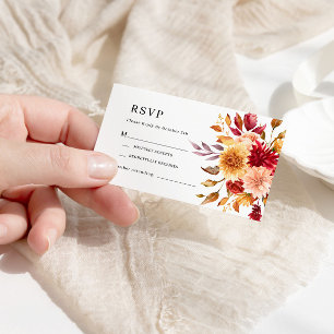 Fall Flowers Wedding RSVP Card