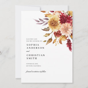 Fall Flowers Wedding Save The Date Card