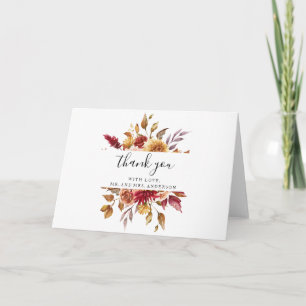 Fall Flowers Wedding Thank you Card