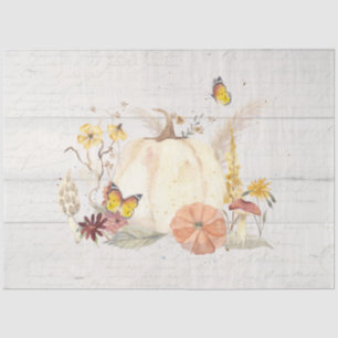 Fall Flowers White Pumpkin Mushrooms Decoupage Tissue Paper