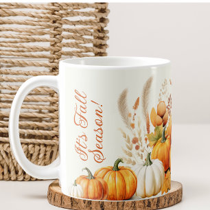Fall Flowers White Pumpkin Thankgiving Dinner Coffee Mug