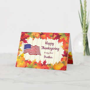 Fall Foliage and US Flag Christian Thanksgiving Ho Holiday Card