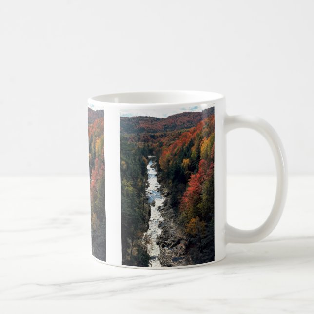 Fall foliage at Queechee Gorge, Queechee, Vermont, Coffee Mug (Right)