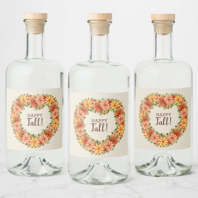 Fall Foliage Autumn Floral Swag Liquor Bottle Label (Bottles)