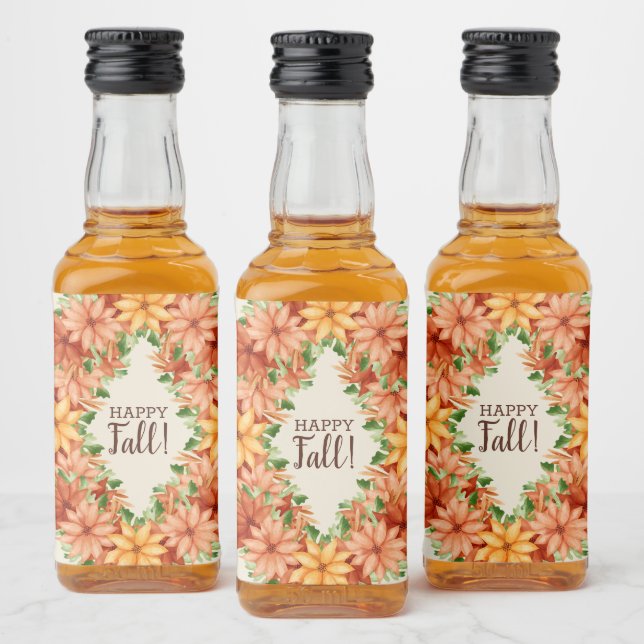 Fall Foliage Autumn Floral Swag Mini Liquor Bottle Label (Bottles)
