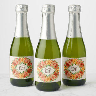 Fall Foliage Autumn Floral Swag Mini Sparkling Wine Label