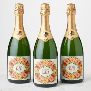 Fall Foliage Autumn Floral Swag Sparkling Wine Label