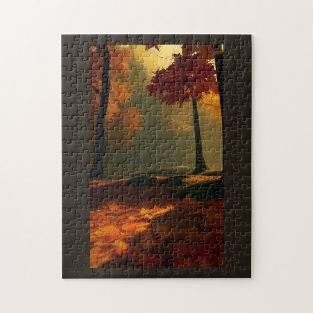 Fall foliage autumn leaves are golden brown jigsaw puzzle (Vertical)