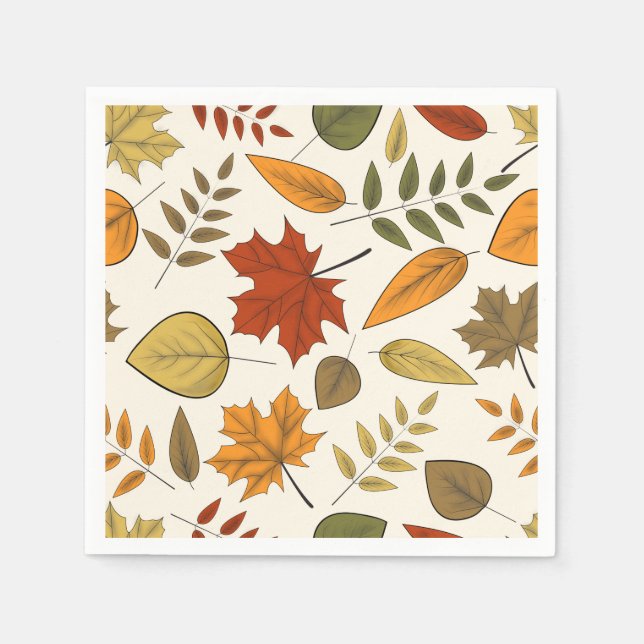 Fall Foliage Autumn Leaves Thanksgiving Party Napkin (Front)