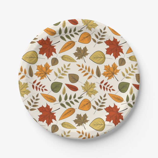 Fall Foliage Autumn Leaves Thanksgiving Party Paper Plate (Front)