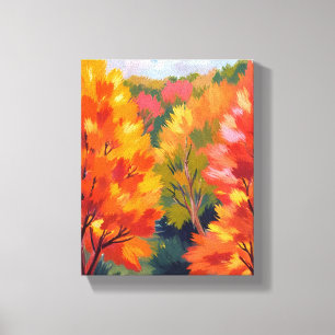 Fall Foliage Autumn Leaves Watercolor Nature Canvas Print