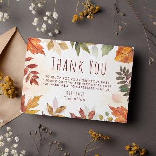 Fall Foliage Autumn Thank You Baby Shower Card