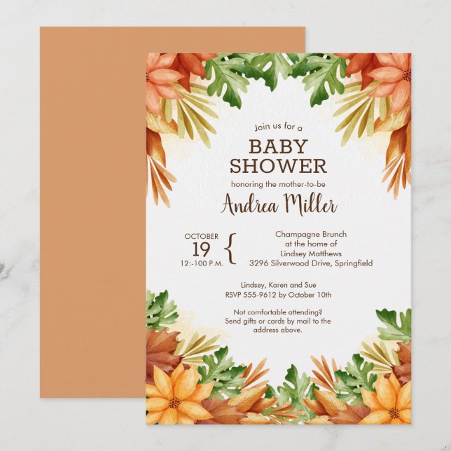 Fall Foliage Baby Shower Invitations (Front/Back)