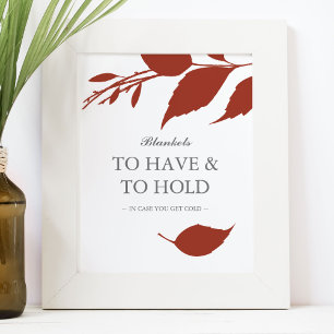 Fall Foliage Burnt Orange Leaves Wedding Sign