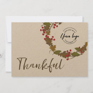Fall Foliage business logo thanksgiving Thankful  Thank You Card
