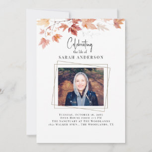 Fall Foliage Celebration of Life Photo Invitation
