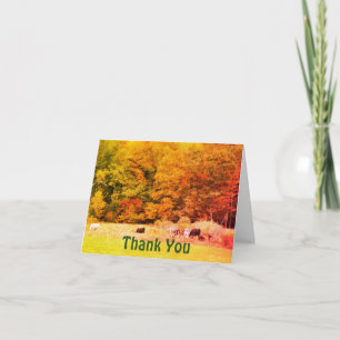 Fall Foliage Cows Field Thank You Card