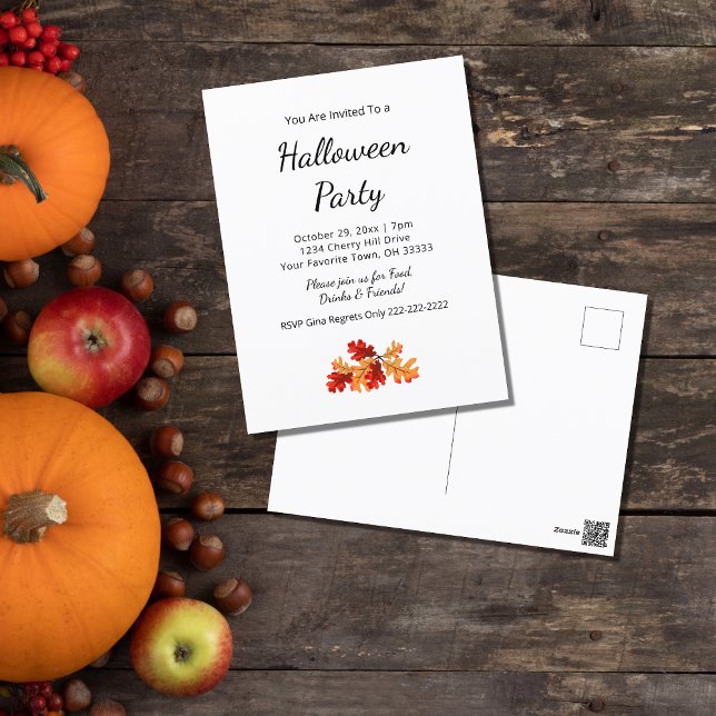 Fall Foliage Elegant Autumn Halloween Party  Postcard (Creator Uploaded)