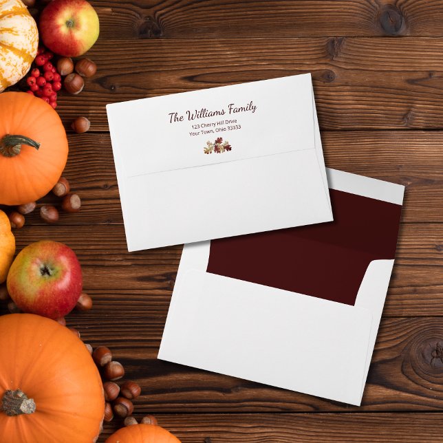 Fall Foliage Elegant Thanksgiving Return Adress Envelope (Creator Uploaded)