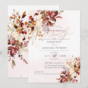 Fall Foliage Engagement Rust Orange Eucalyptus Invitation