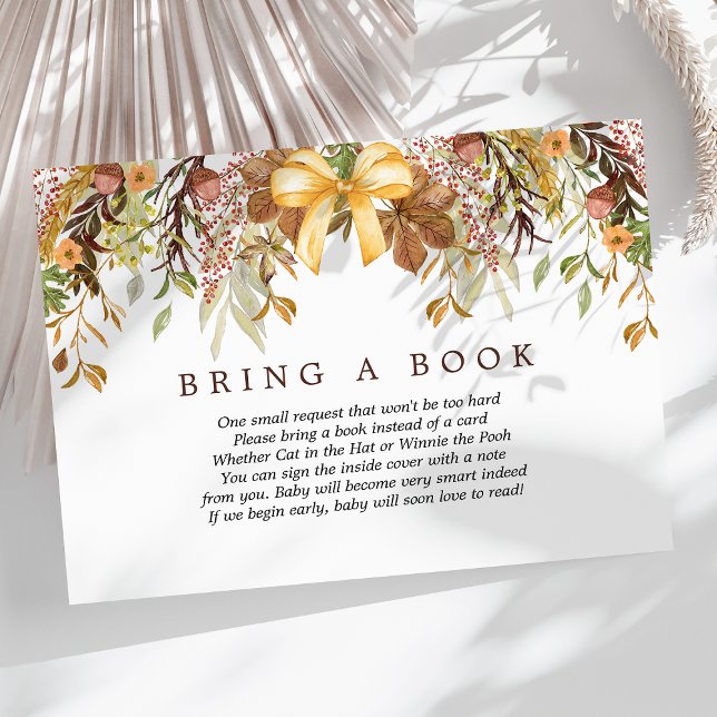 Fall Foliage Floral Bring A Book Baby Shower Enclosure Card (Creator Uploaded)