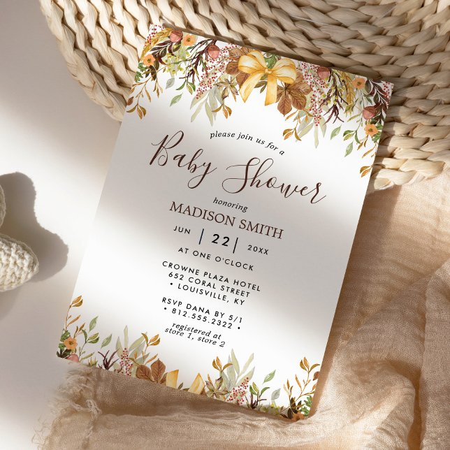 Fall Foliage Floral Gender Neutral Baby Shower Invitation (Creator Uploaded)