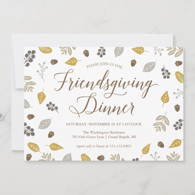 Fall Foliage Friendsgiving Dinner Party Invitation (Front)