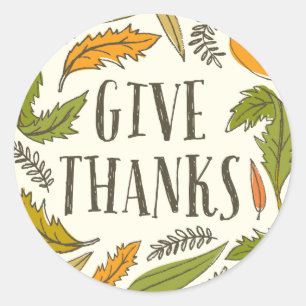 Fall Foliage Give Thanks Classic Round Sticker
