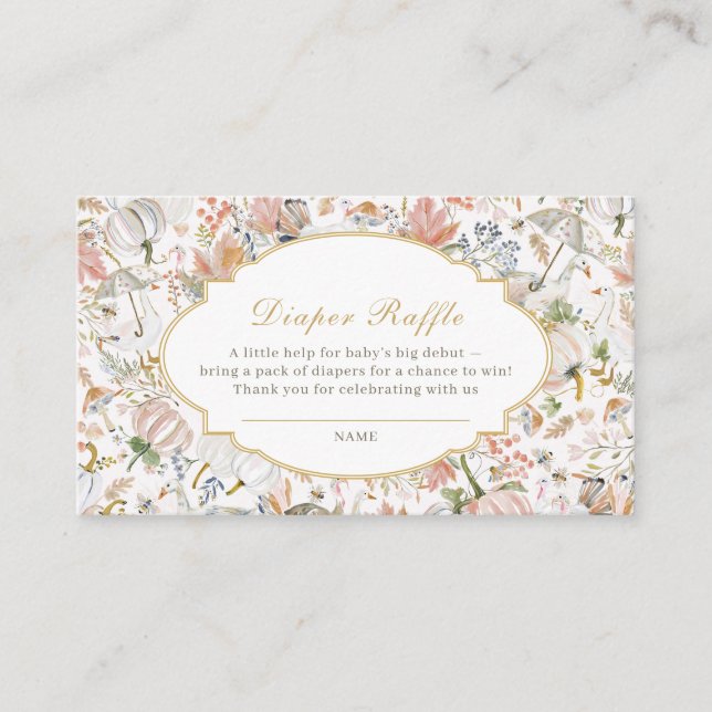 Fall Foliage Goose Pumpkin Diaper Raffle Enclosure Card (Front)