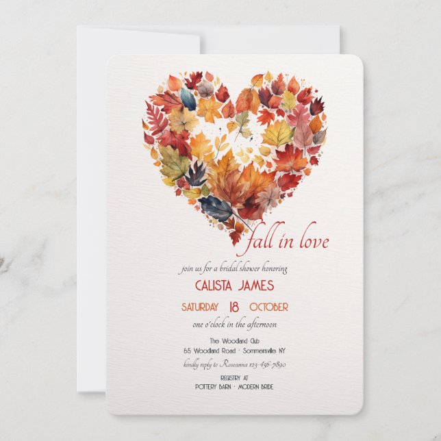 Fall Foliage Heart Invitation (Front)