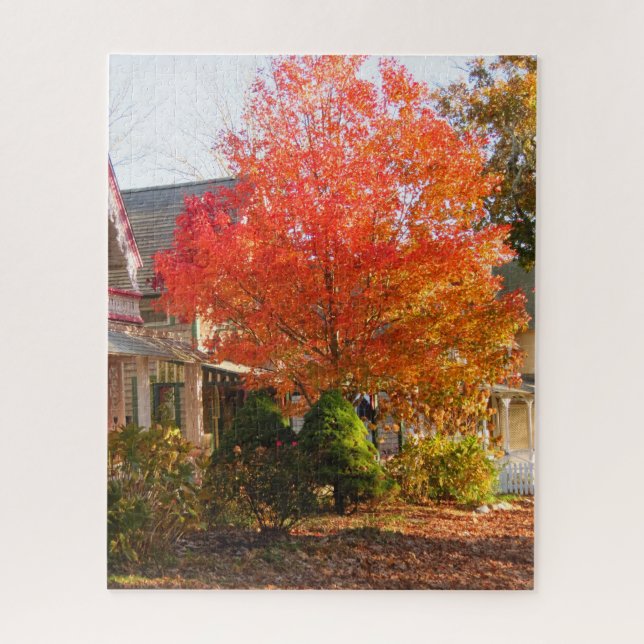 Fall Foliage in Oak Bluffs - Martha's Vineyard Jigsaw Puzzle (Vertical)
