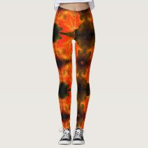 Fall Foliage Leaf Print Leggings