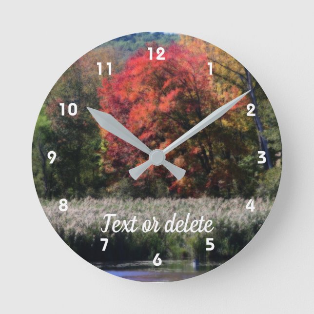 Fall Foliage Marsh Orton Personalised Round Clock (Front)