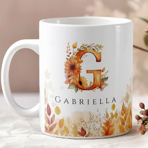 Fall Foliage Monogram Letter G Coffee Mug