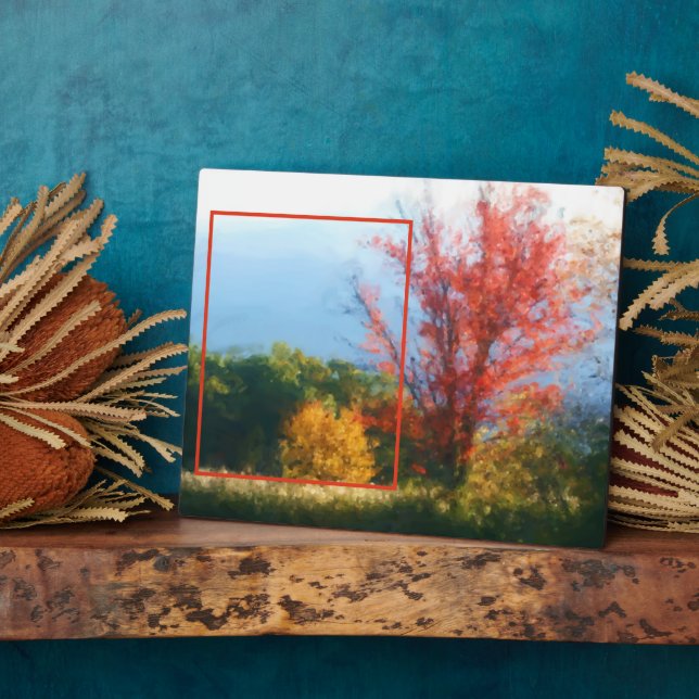 Fall Foliage Nature Painting Add Your Own Photo Plaque (Side)