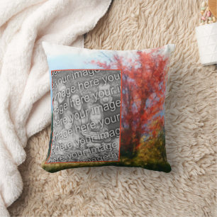 Fall Foliage Nature Painting Add Your Photo Cushion