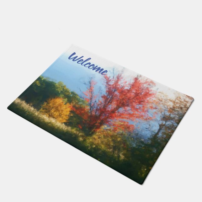 Fall Foliage Nature Photo Painting Welcome Doormat (Angled)