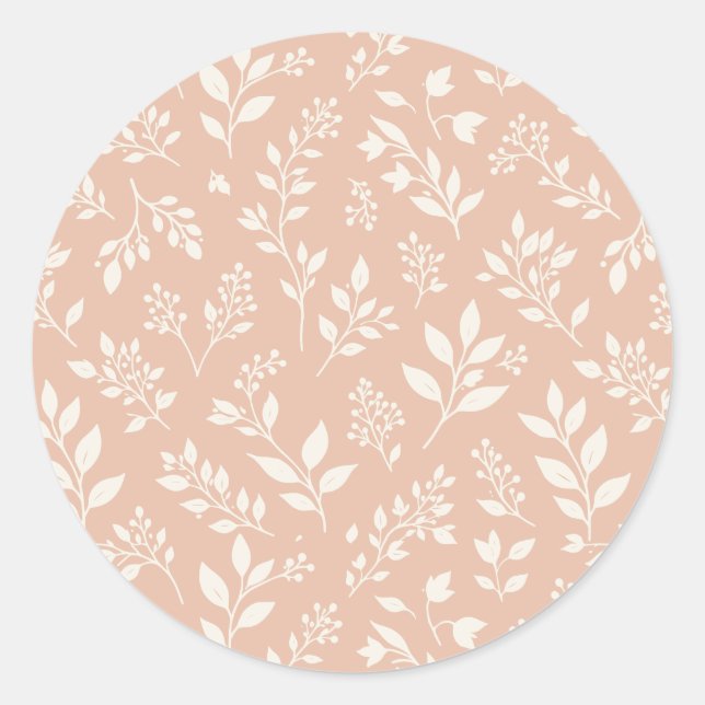 Fall Foliage Neutral - Warm Apricot Classic Round Sticker (Front)