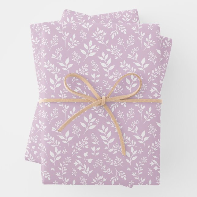 Fall Foliage Neutral - Warm Lilac Wrapping Paper Sheet (In situ)