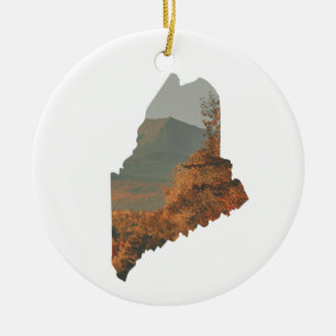 Fall Foliage on Katahdin in Maine  Ceramic Tree Decoration