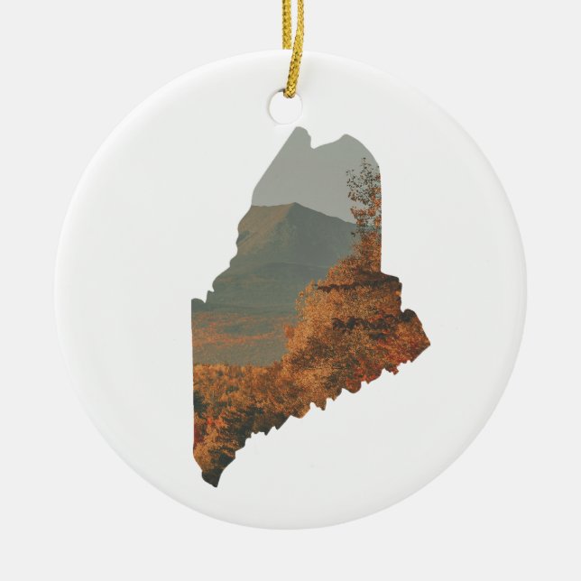 Fall Foliage on Katahdin in Maine  Ceramic Tree Decoration (Front)
