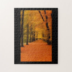 Fall foliage orange golden leaves jigsaw puzzle