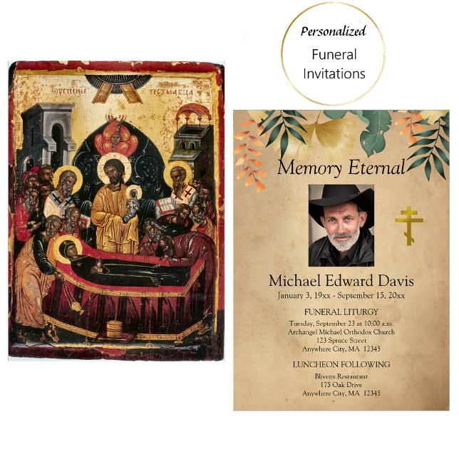 Fall Foliage Orthodox Christian Funeral   Invitation (Creator Uploaded)