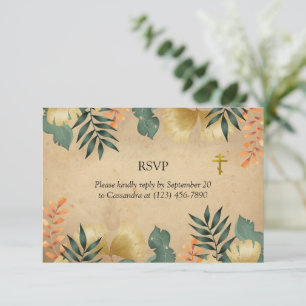 Fall Foliage Orthodox Christian Funeral RSVP Card