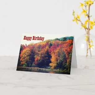Fall Foliage Pond Nature Photography Birthday Card