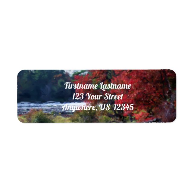 Fall Foliage Pond Painting Nature Art Address (Front)