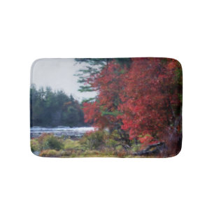 Fall Foliage Pond Painting Nature Art  Bath Mat