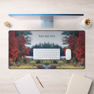 Fall Foliage Pond Painting Nature Art Personalised Desk Mat